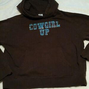 Girls Size M Cowgirl Up Sparkle Letters Hoodie